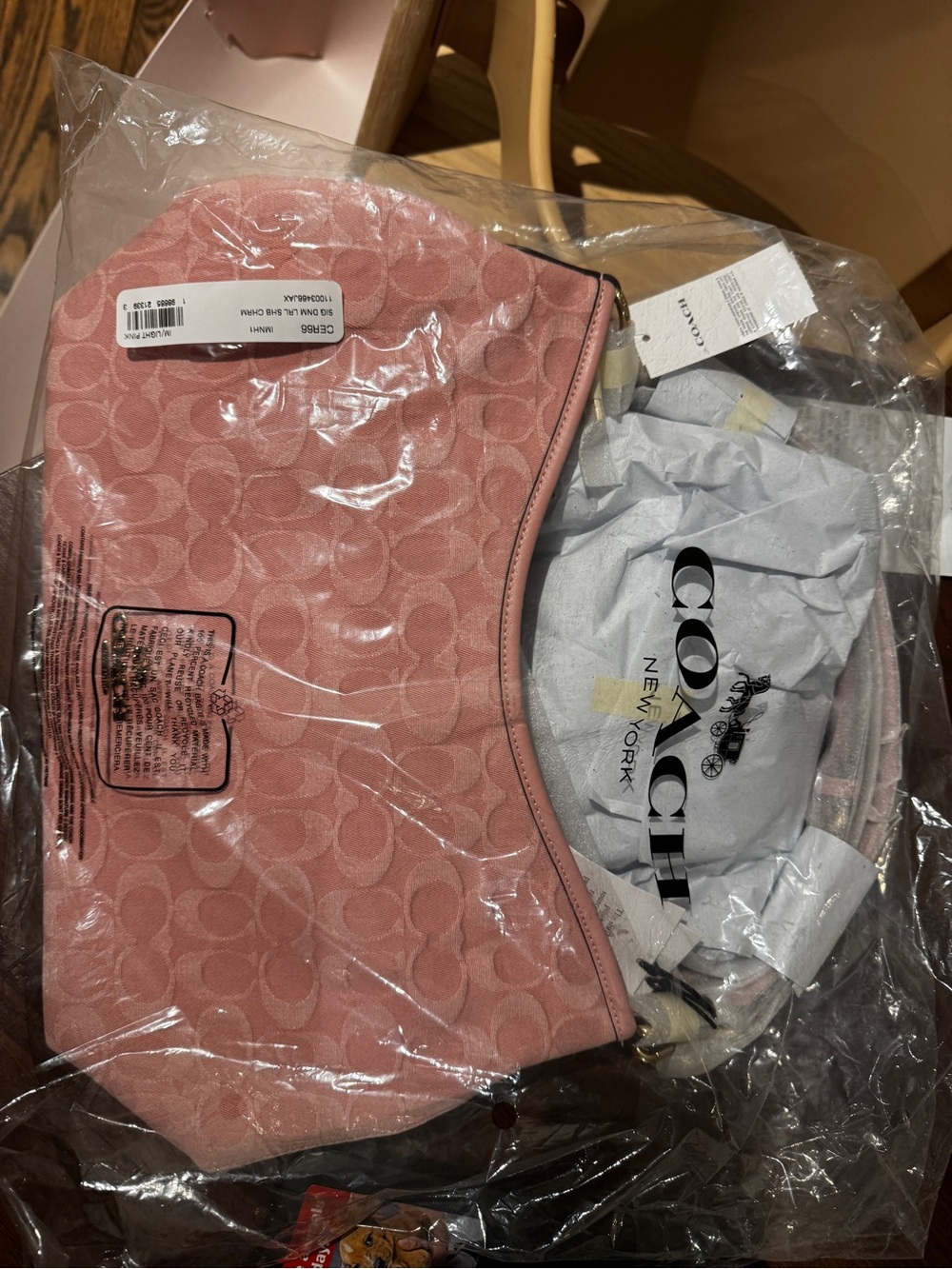 Coach NIB Pink Denim Laurel Shoulder Bag